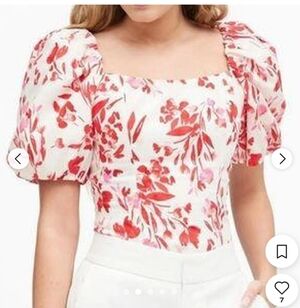 Banana Republic Women's Red and White Crop-top Size Medium